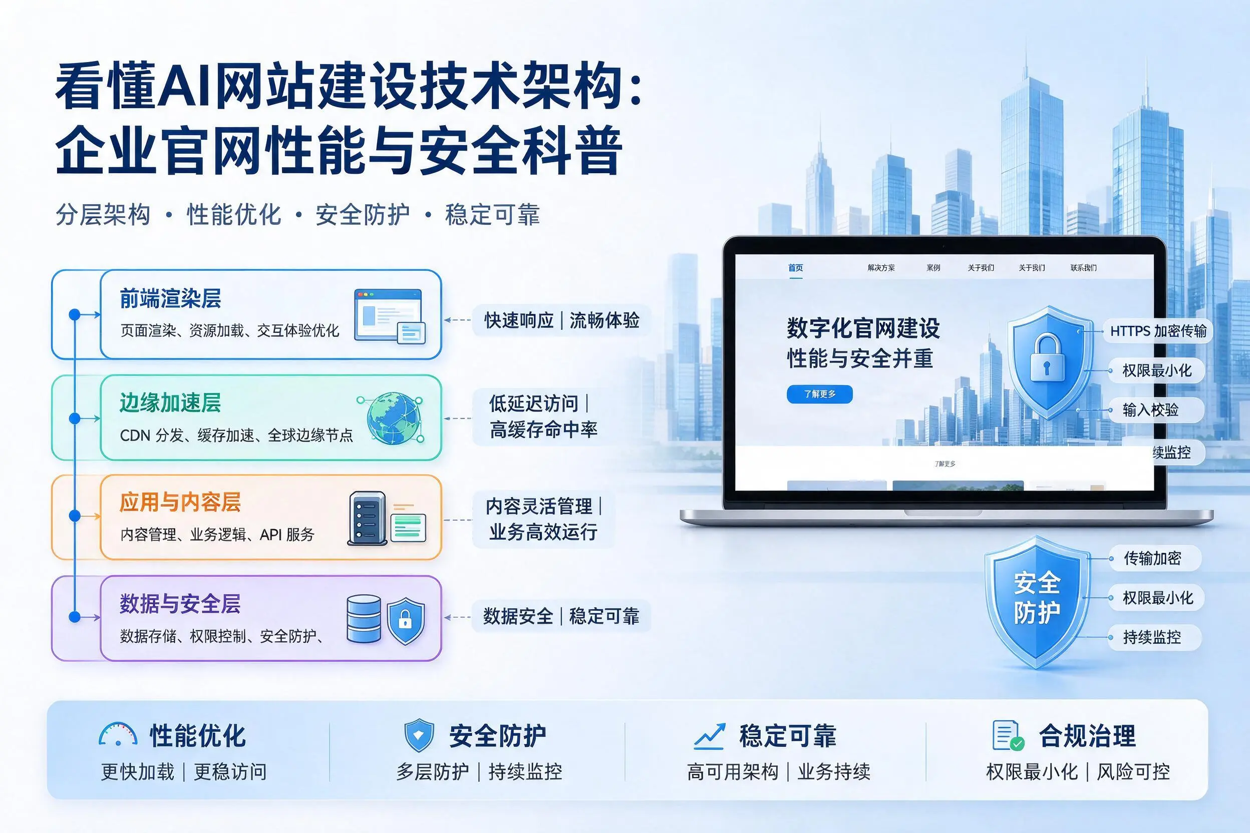 看懂AI网站建设技术架构：黄南企业官网性能与安全科普