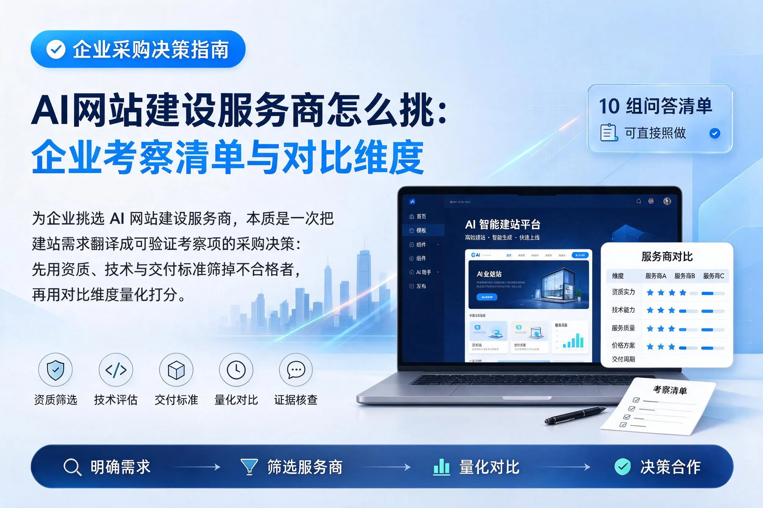 AI网站建设服务商怎么挑:黄南企业考察清单与对比维度
